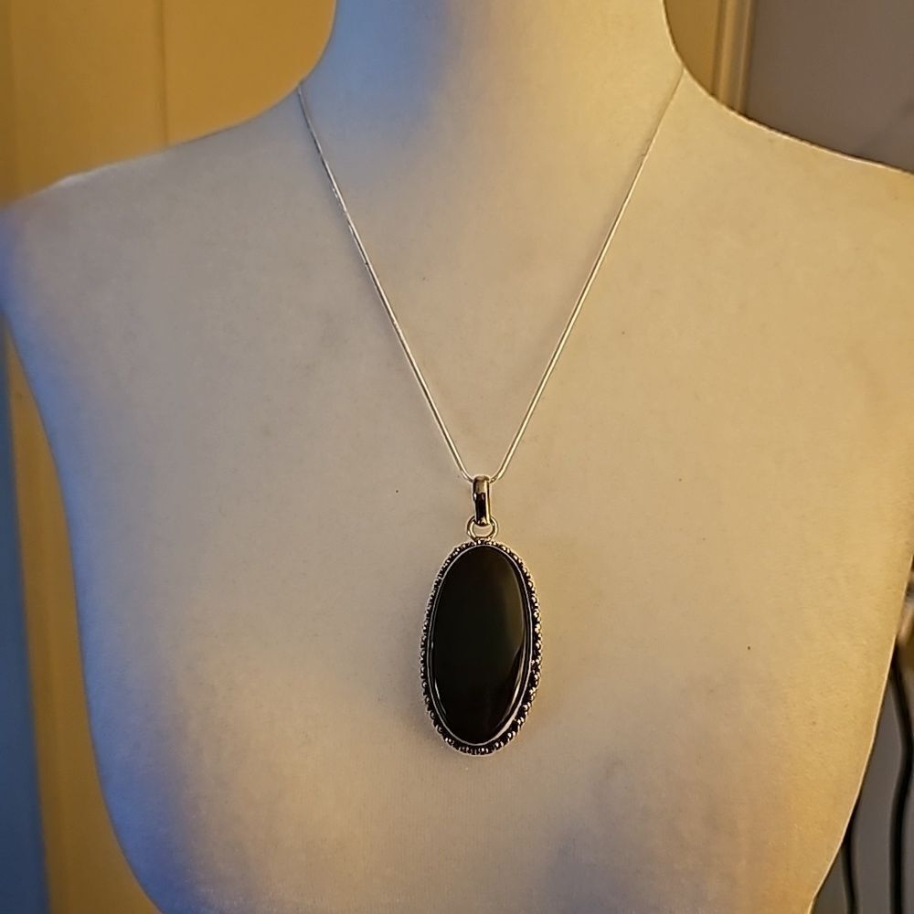 Jasper Stone Pendant Necklace 20"